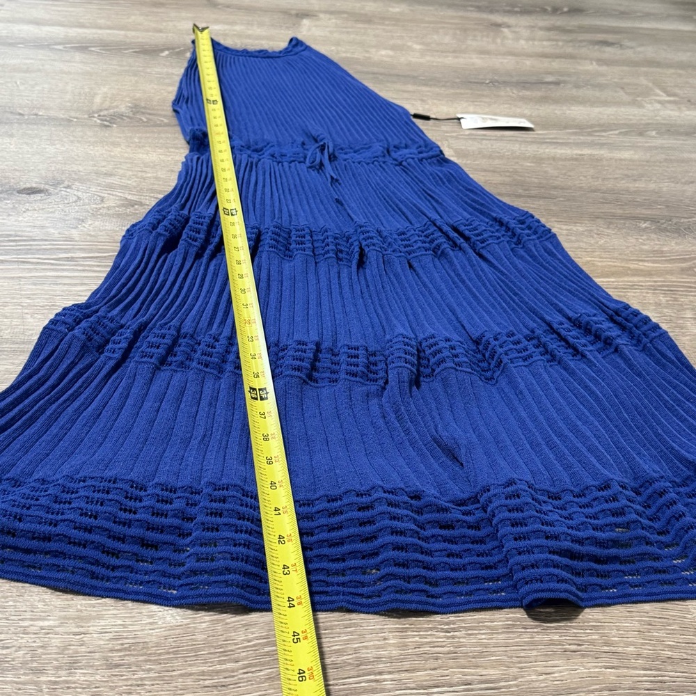 NWT M MISSONI Lurex Knit Blue Halter Neck Maxi Dress 42 - Picture 9 of 12